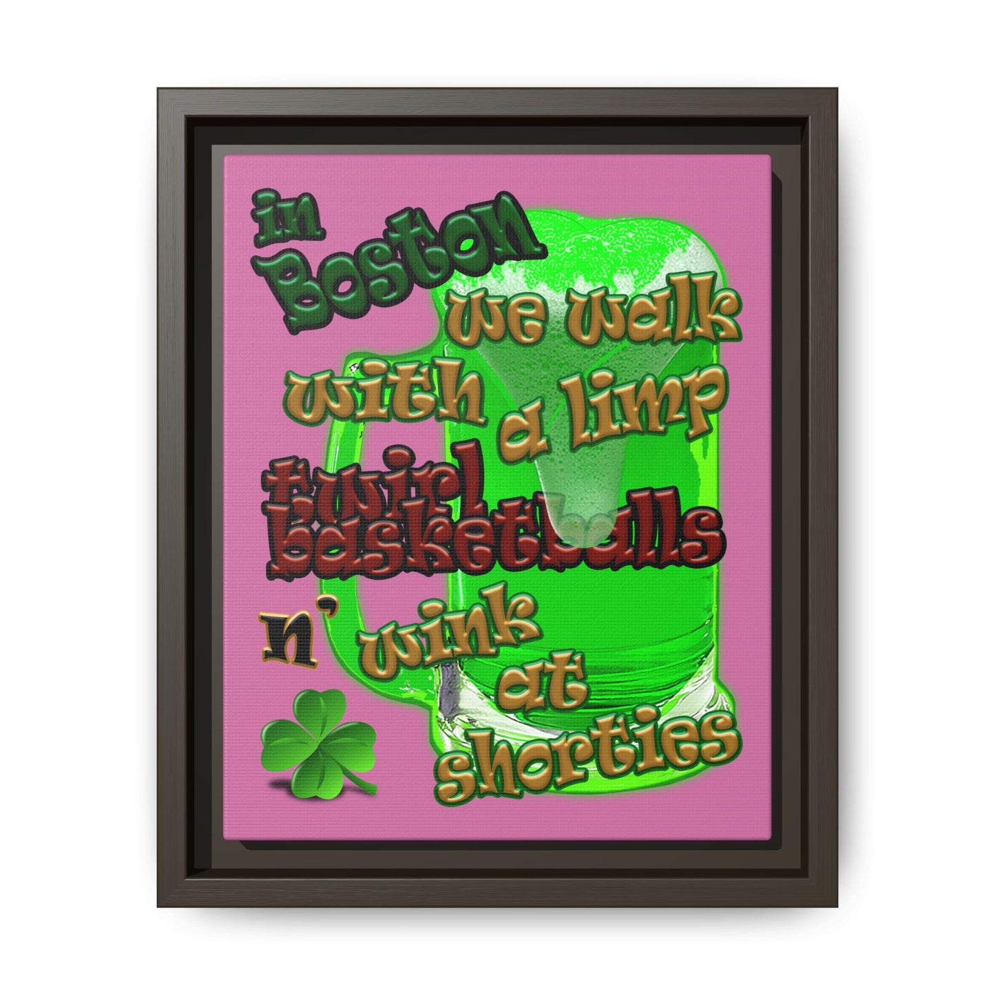 celtics logo - framed canvas art (light pink)