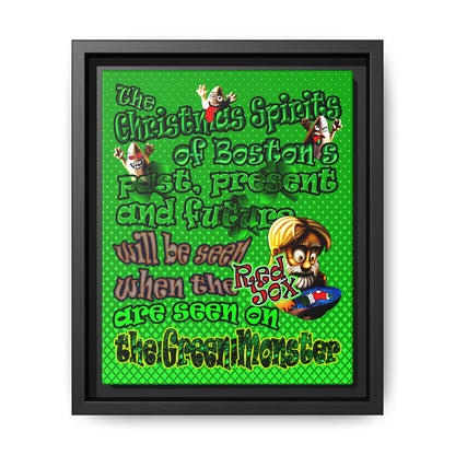 christmas spirits of boston - framed canvas art (logo green)