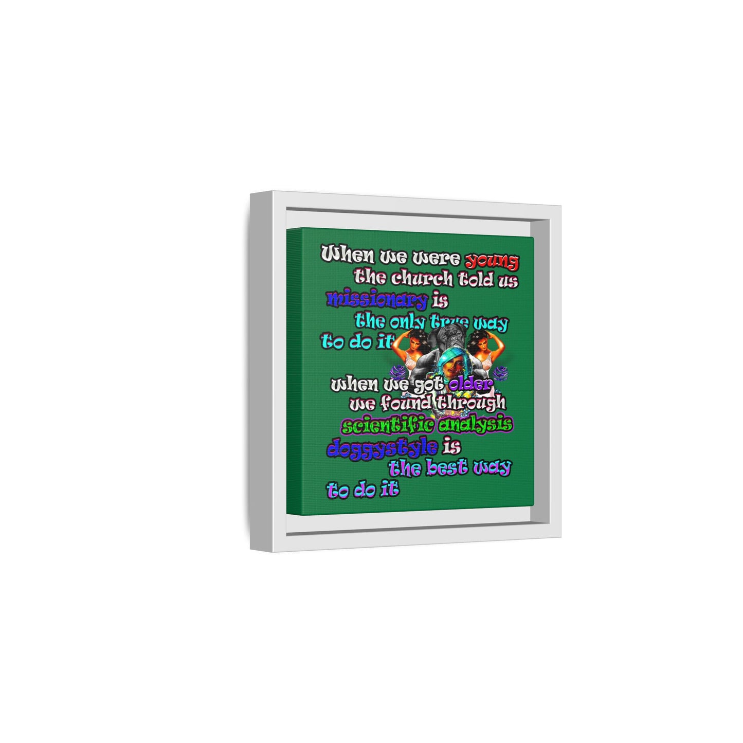 doggystyle - framed canvas art (dark green)