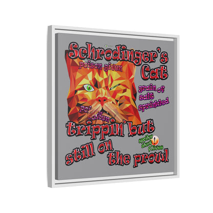 schrodinger's cat - framed canvas art (grey)