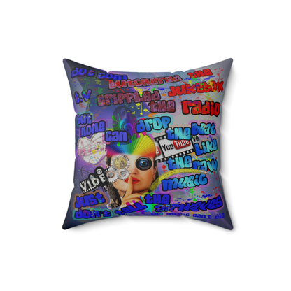 drop the beat - Spun Polyester Square Pillow - (grey-pink wave)
