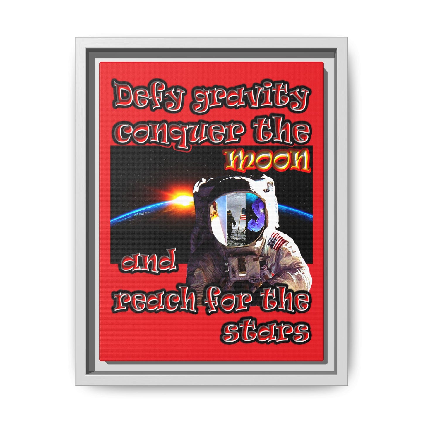 defy conquer reach - framed canvas art (red)