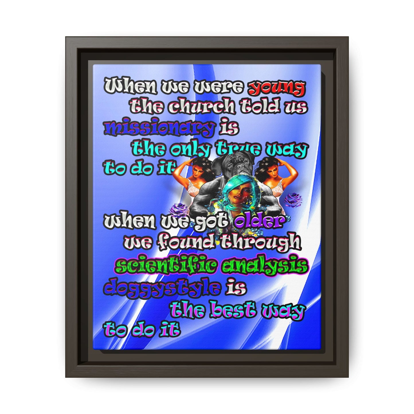 doggystyle - framed canvas art (blue-white wave)