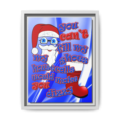 santa's shoes - framed canvas art (blue-white wave)