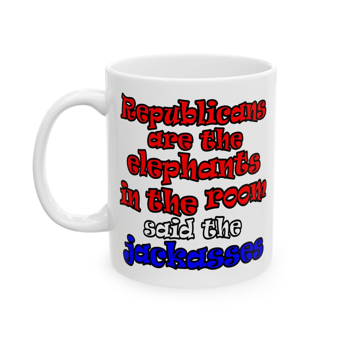donkeys and elephants - White Mug (white)