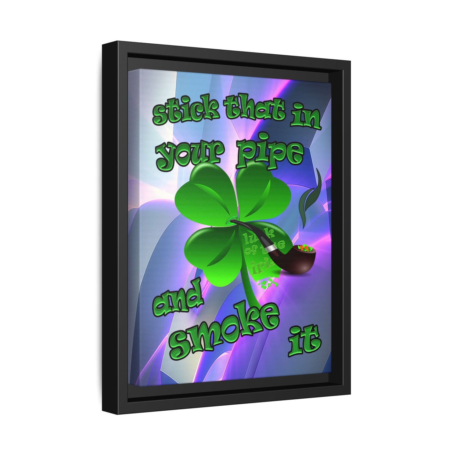 stick that in your pipe and smoke it - framed canvas art (grey-pink wave)
