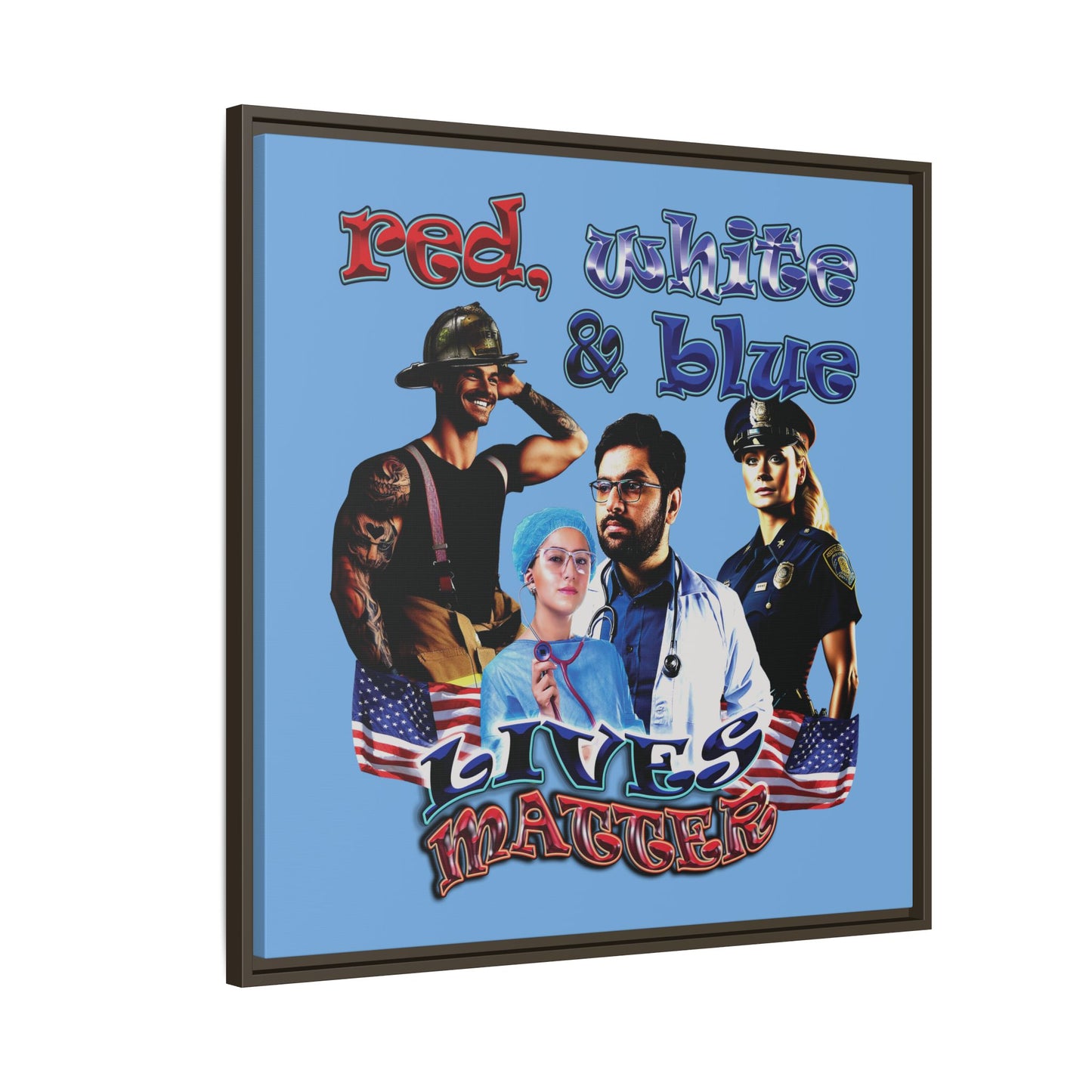 rw&b lives matter - framed canvas art (light blue)
