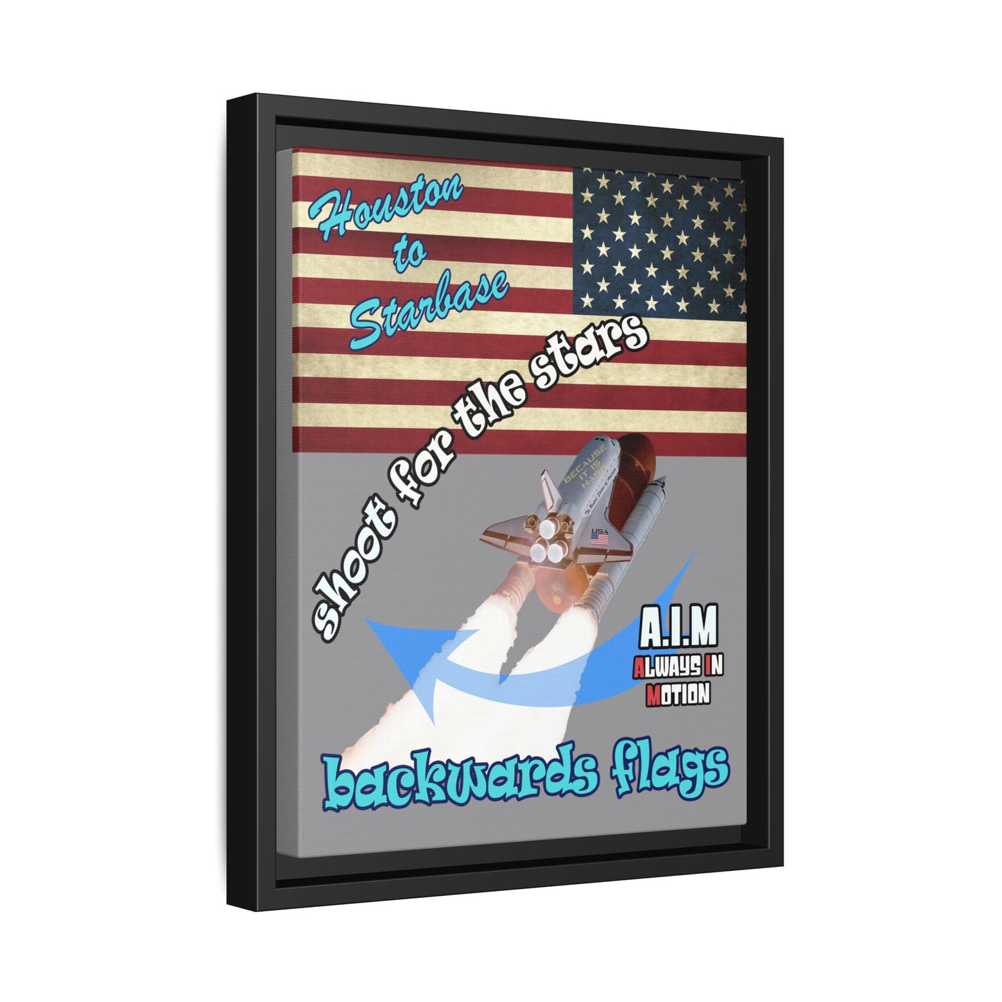shoot for the stars - framed canvas art (grey)