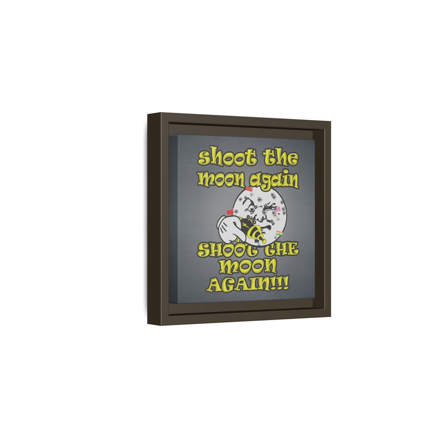 shoot the moon again - framed canvas art (grey-light grey)