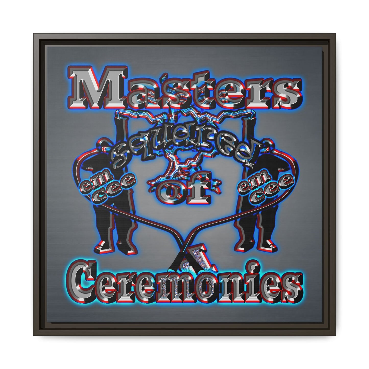 em cee squared - framed canvas art (grey-light grey)