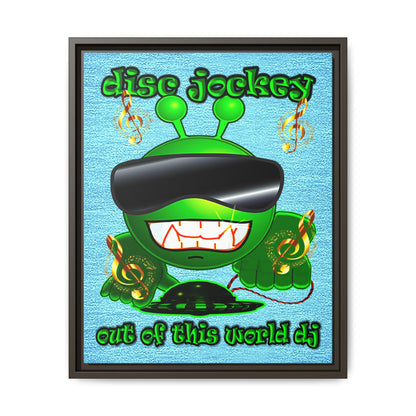 disc jockey - framed canvas art (faded blue)