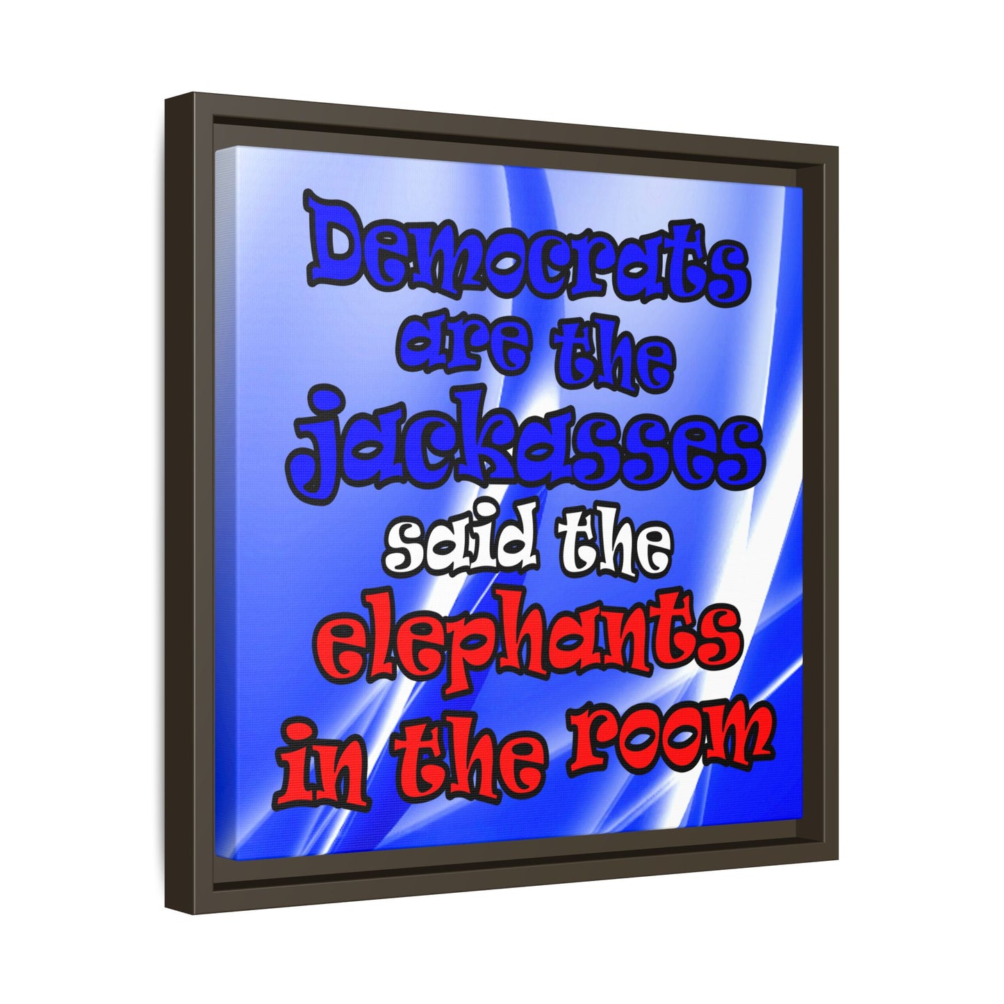 donkeys and elephants - framed canvas art (blue-white wave)