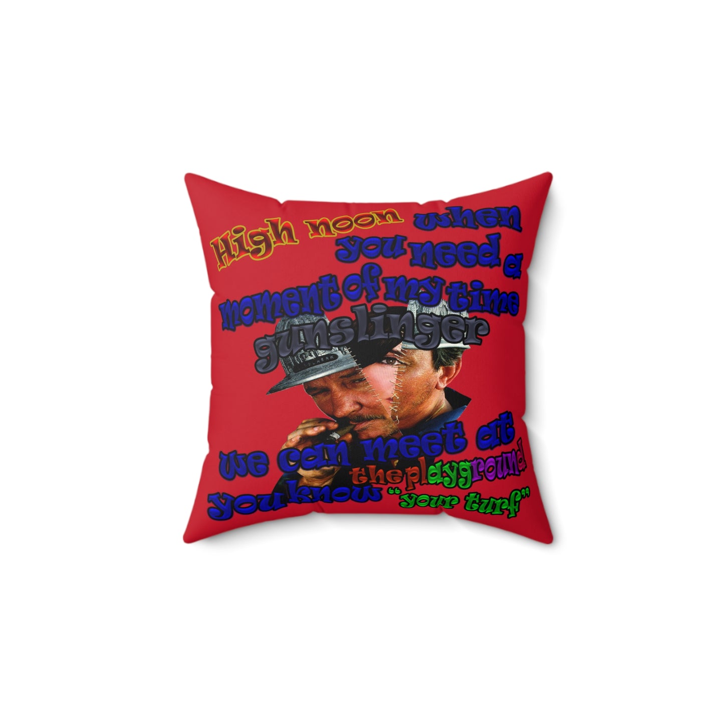 high noon - Spun Polyester Square Pillow - (dark red)