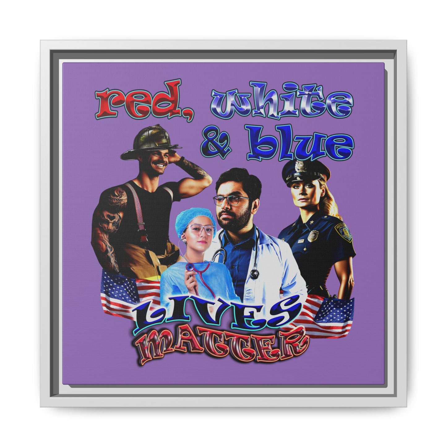 rw&b lives matter - framed canvas art (light purple)