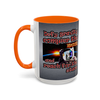 defy conquer reach - Accent Mug (brushed nickel)