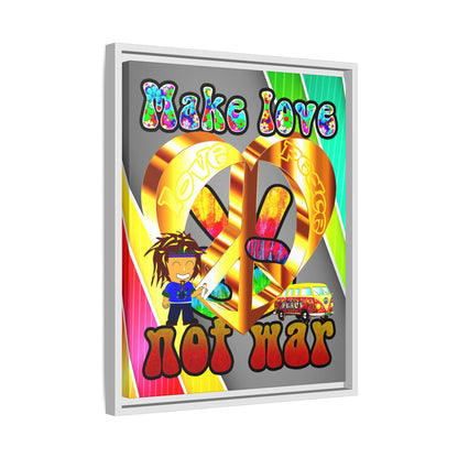 love peace - framed canvas art (rainbow split)