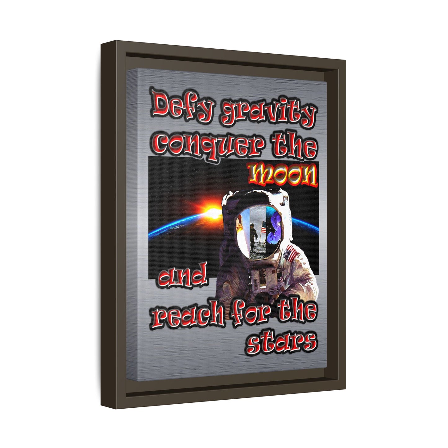defy conquer reach - framed canvas art (brushed nickel)