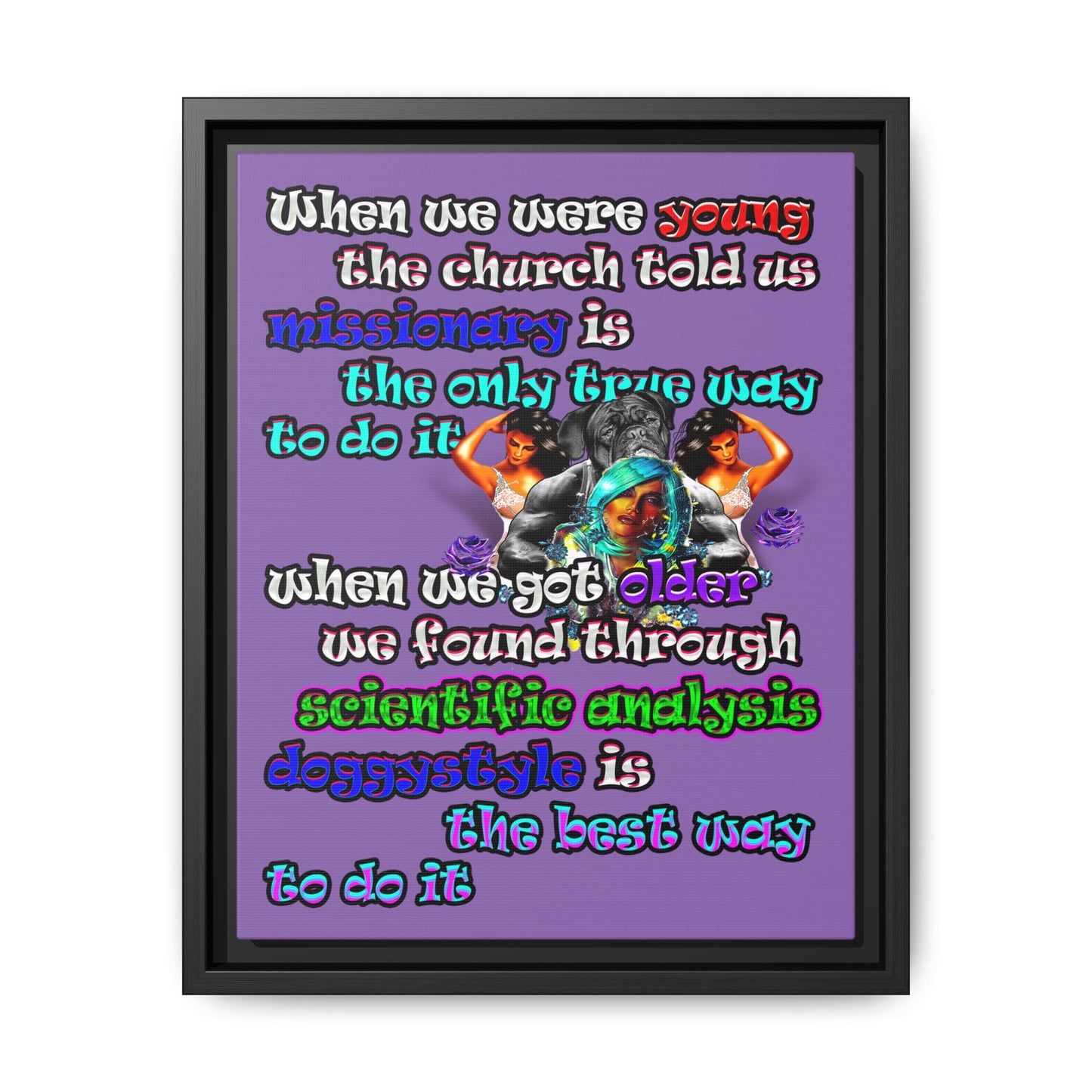 doggystyle - framed canvas art (light purple)