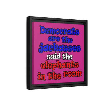 donkeys and elephants - framed canvas art (pink)