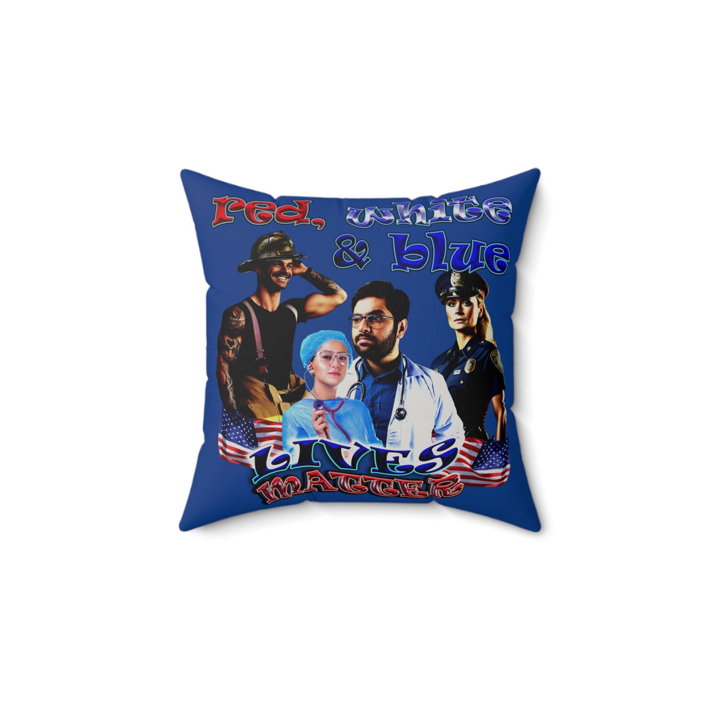 rw&b lives matter - Faux Suede Square Pillow - (dark blue)