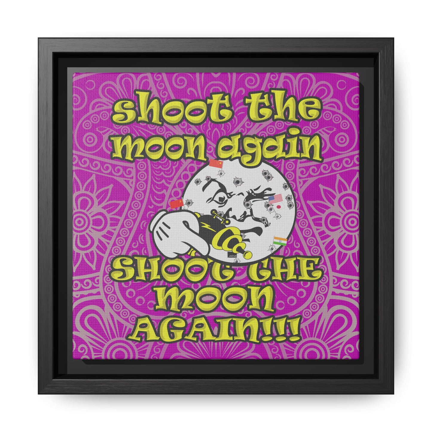 shoot the moon again - framed canvas art (pink swirl)