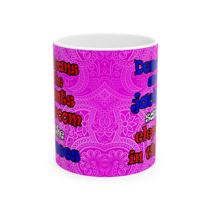 donkeys and elephants - White Mug (pink swirl)