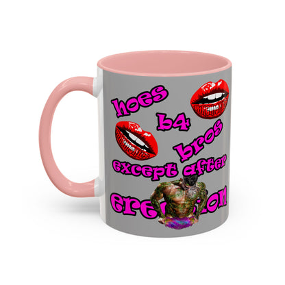 hoes b4 bros - Accent Mug (light grey)
