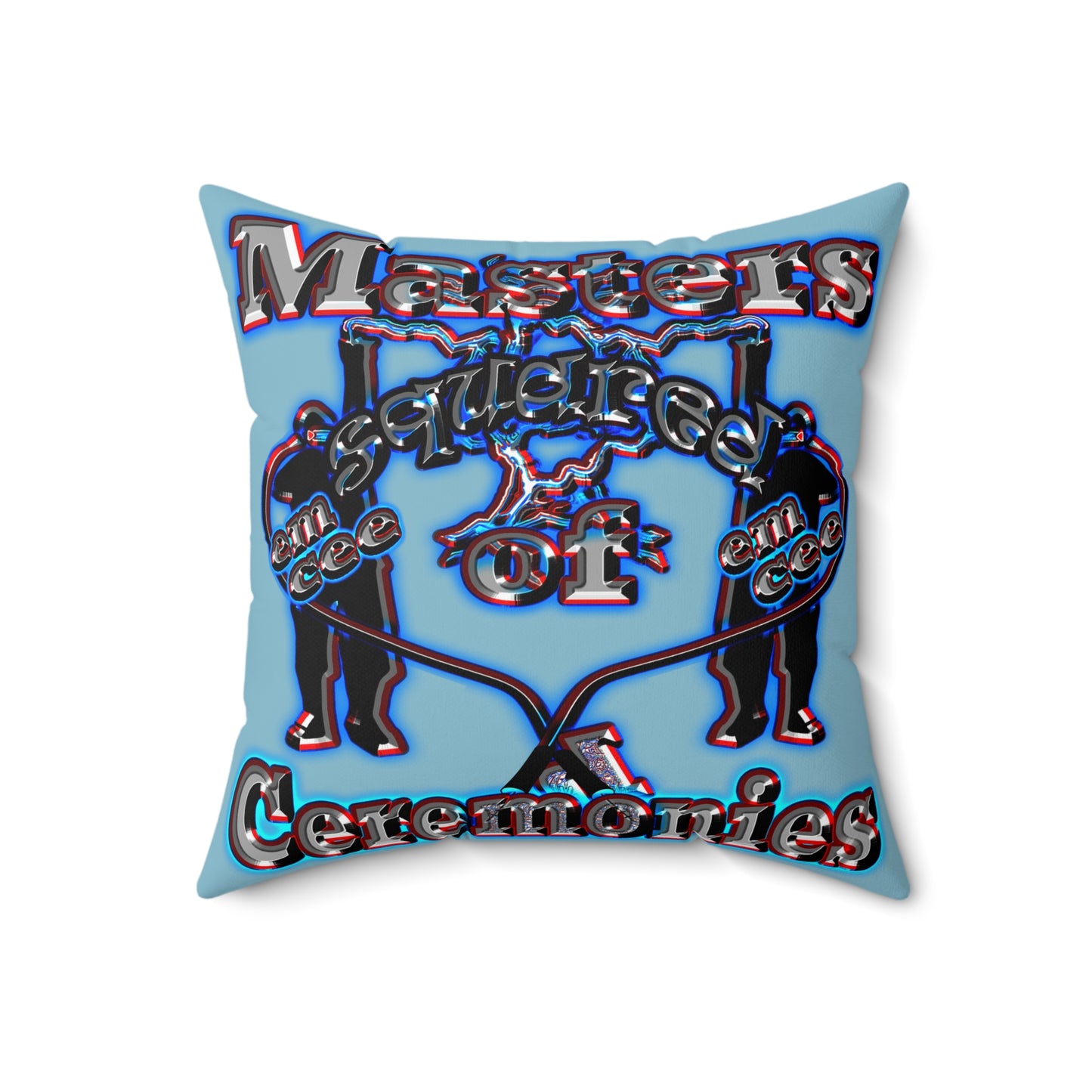 em cee squared - Faux Suede Square Pillow - (aqua blue)