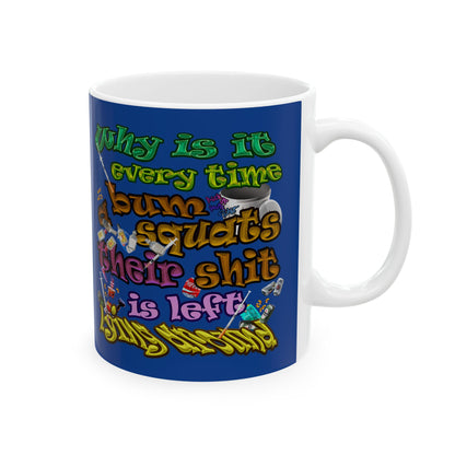 the bum's shit - White Mug (dark blue)