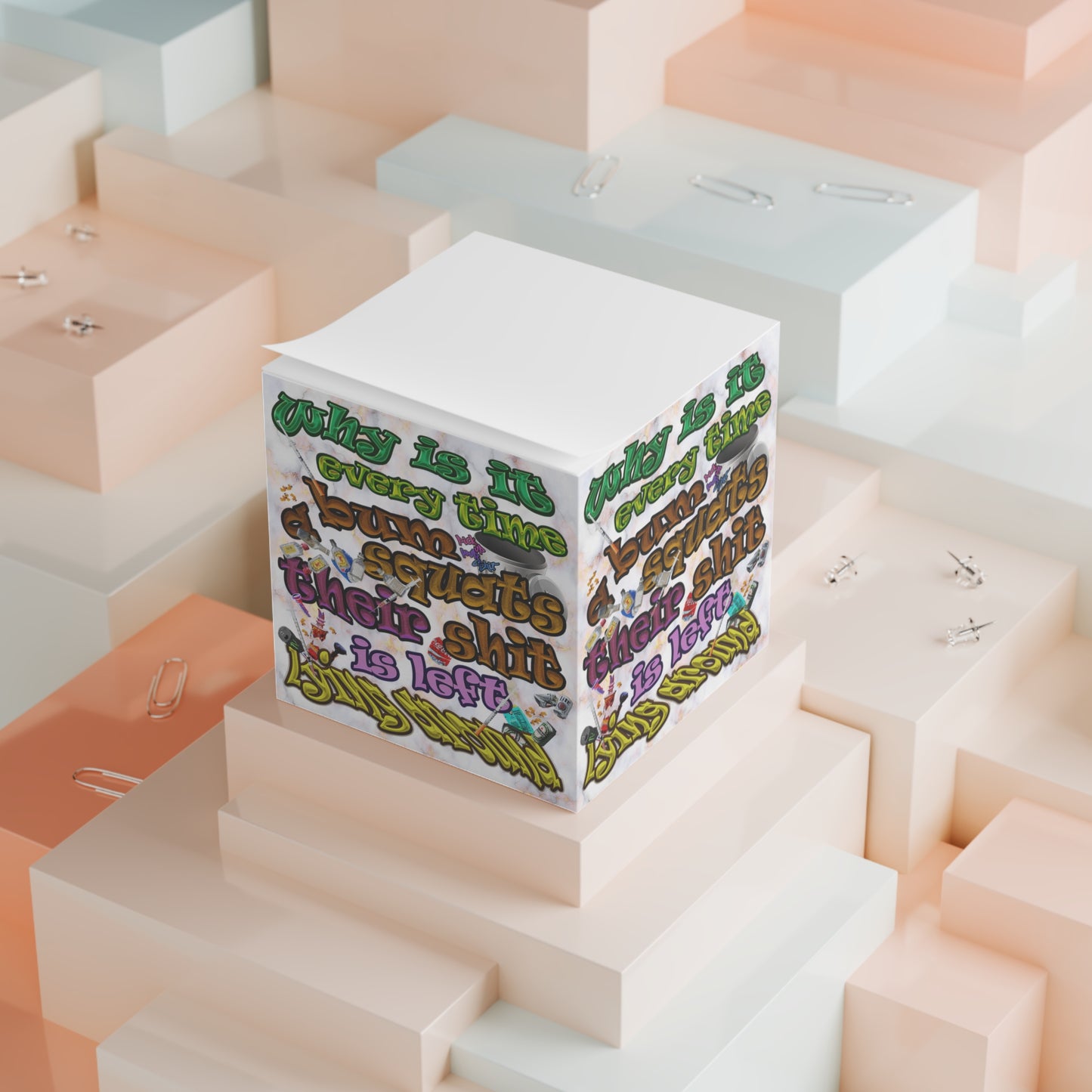 the bum's shit - note cube (white marble)