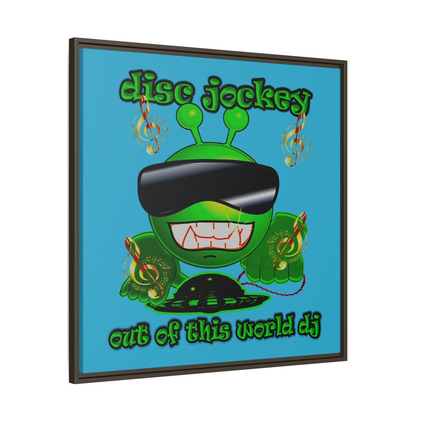 disc jockey - framed canvas art (turquoise)