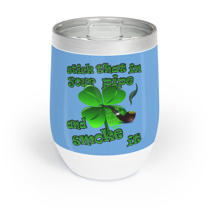 celtics logo - Chill Wine Tumbler (light blue)