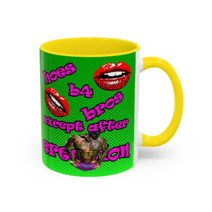 hoes b4 bros - Accent Mug (logo green)