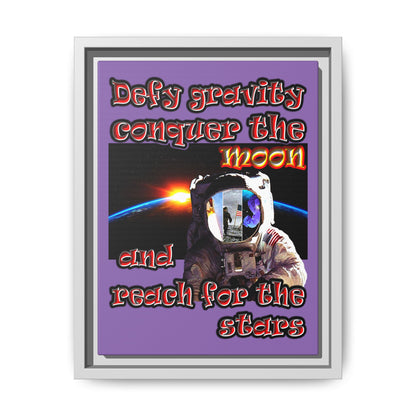 defy conquer reach - framed canvas art (light purple)