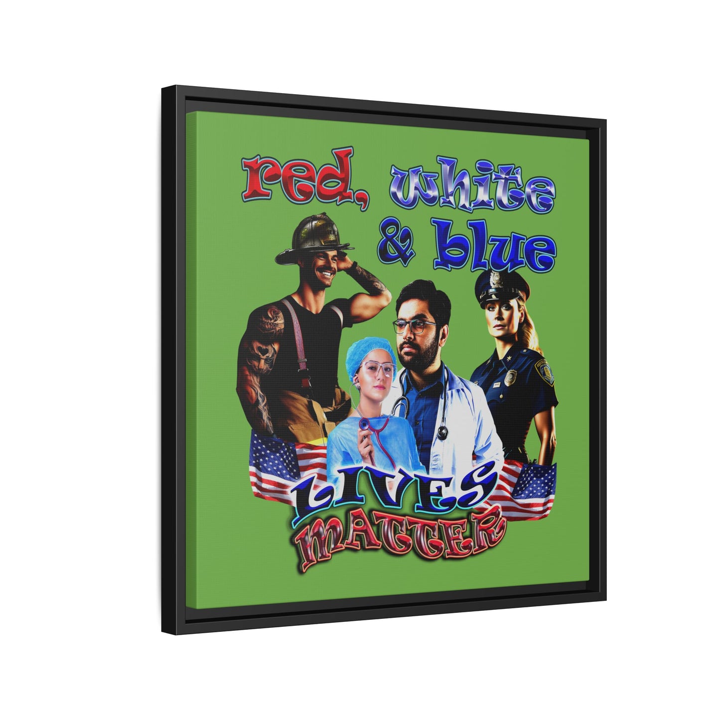 rw&b lives matter - framed canvas art (green)