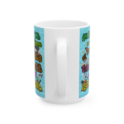the bum's shit - White Mug (faded blue)