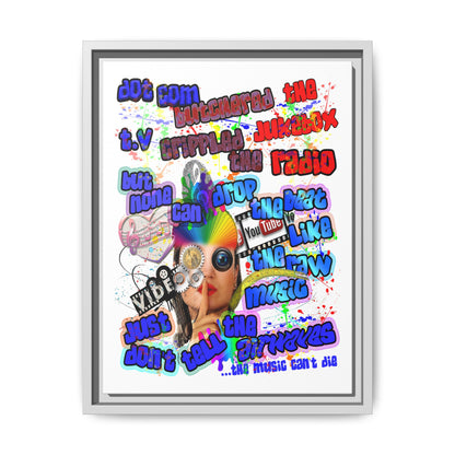 drop the beat - framed canvas art (white)