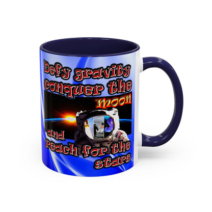defy conquer reach - Accent Mug (blue-white wave)