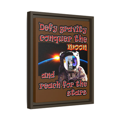 defy conquer reach - framed canvas art (brown)