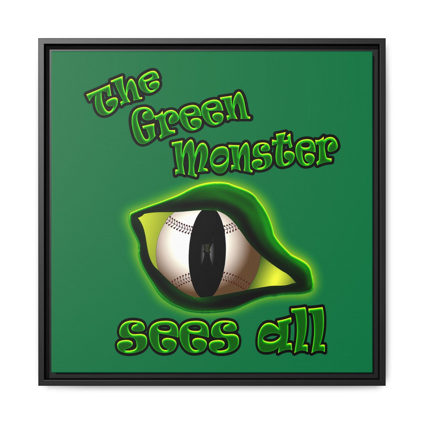 green monster - framed canvas art (dark green)