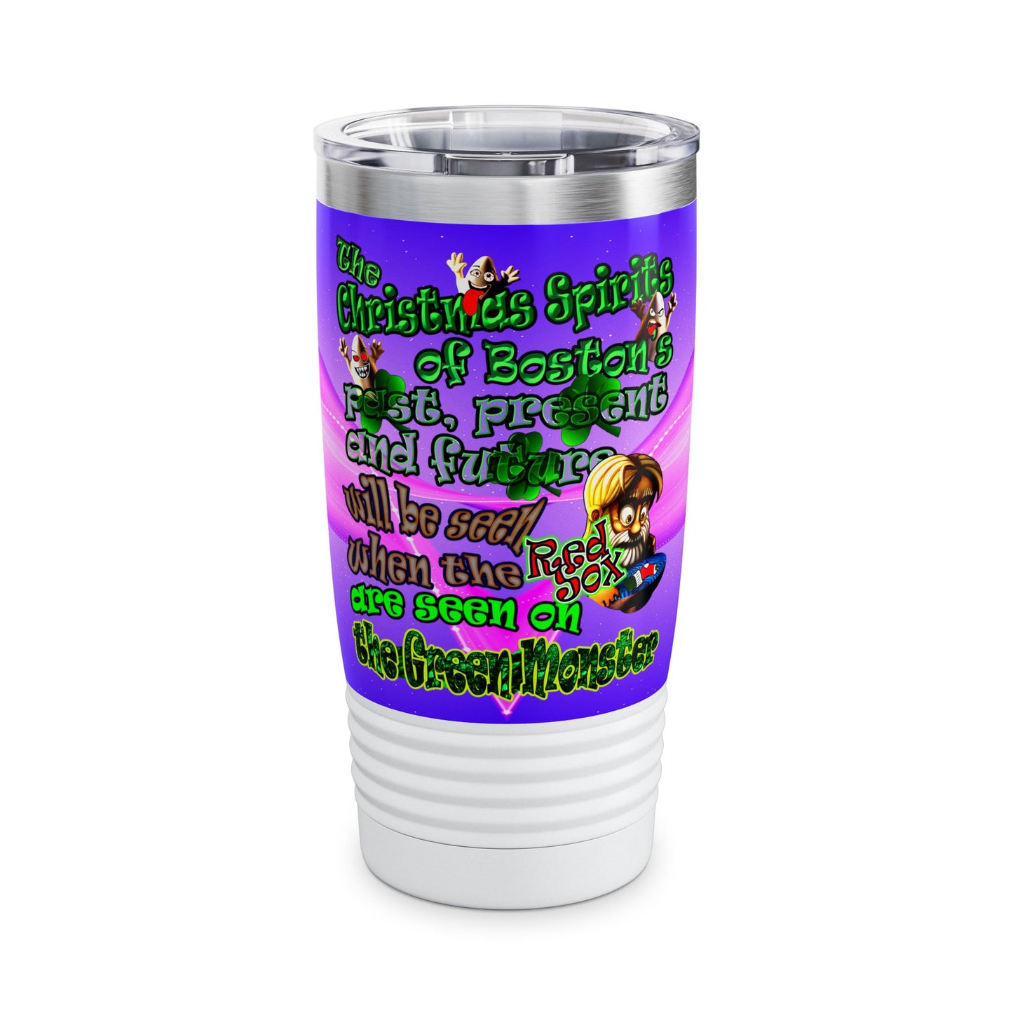 christmas spirits of boston - Ringneck Tumbler, 20oz (purple-pink wave)