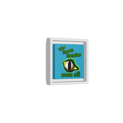 green monster - framed canvas art (turquoise)