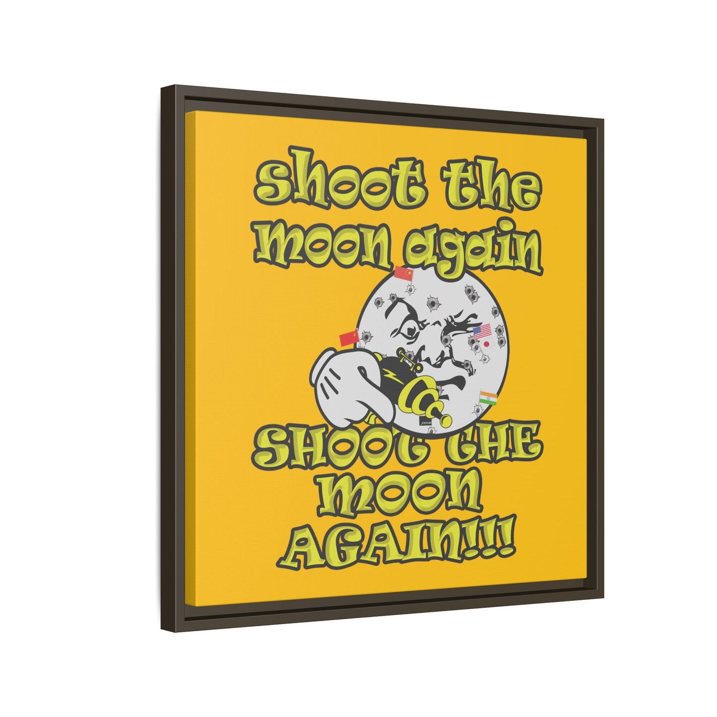 shoot the moon again - framed canvas art (yellow)