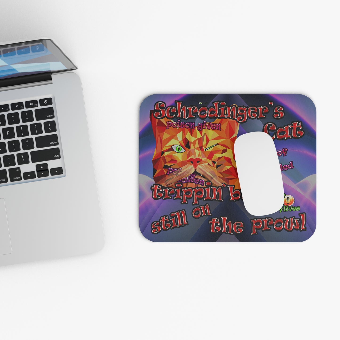 schrodinger's cat - Mouse Pad (Rectangle) (grey-pink wave)