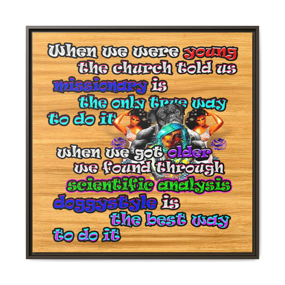 doggystyle - framed canvas art (butterscotch wood finish)