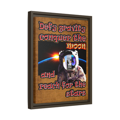 defy conquer reach - framed canvas art (brown papyrus)