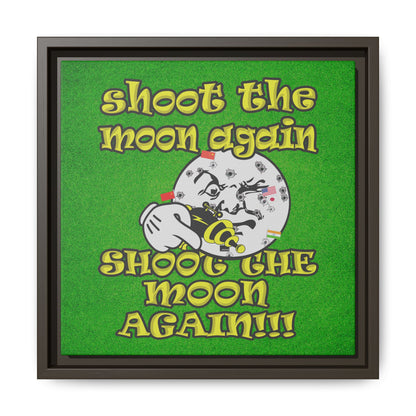 shoot the moon again - framed canvas art (green turf)