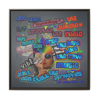 drop the beat - framed canvas art (grey-light grey)