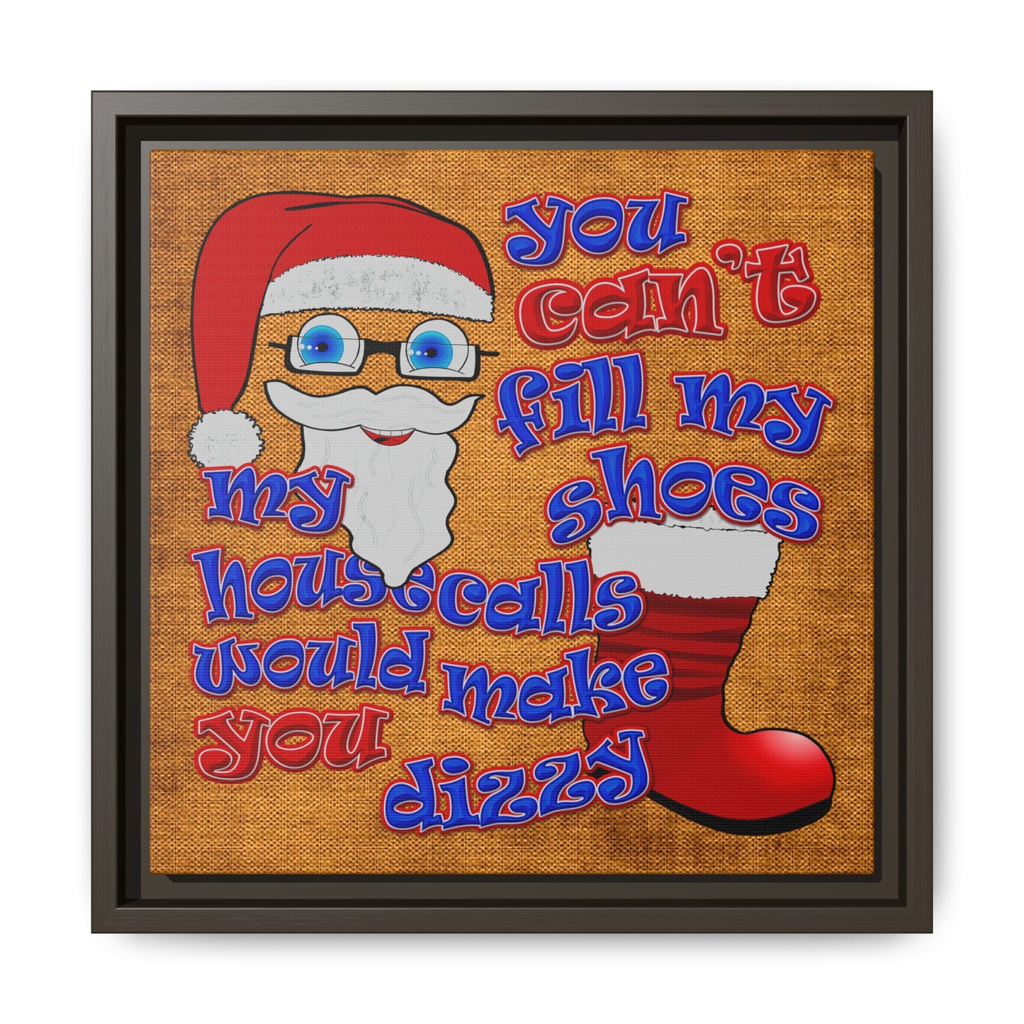 santa's shoes - framed canvas art (brown papyrus)