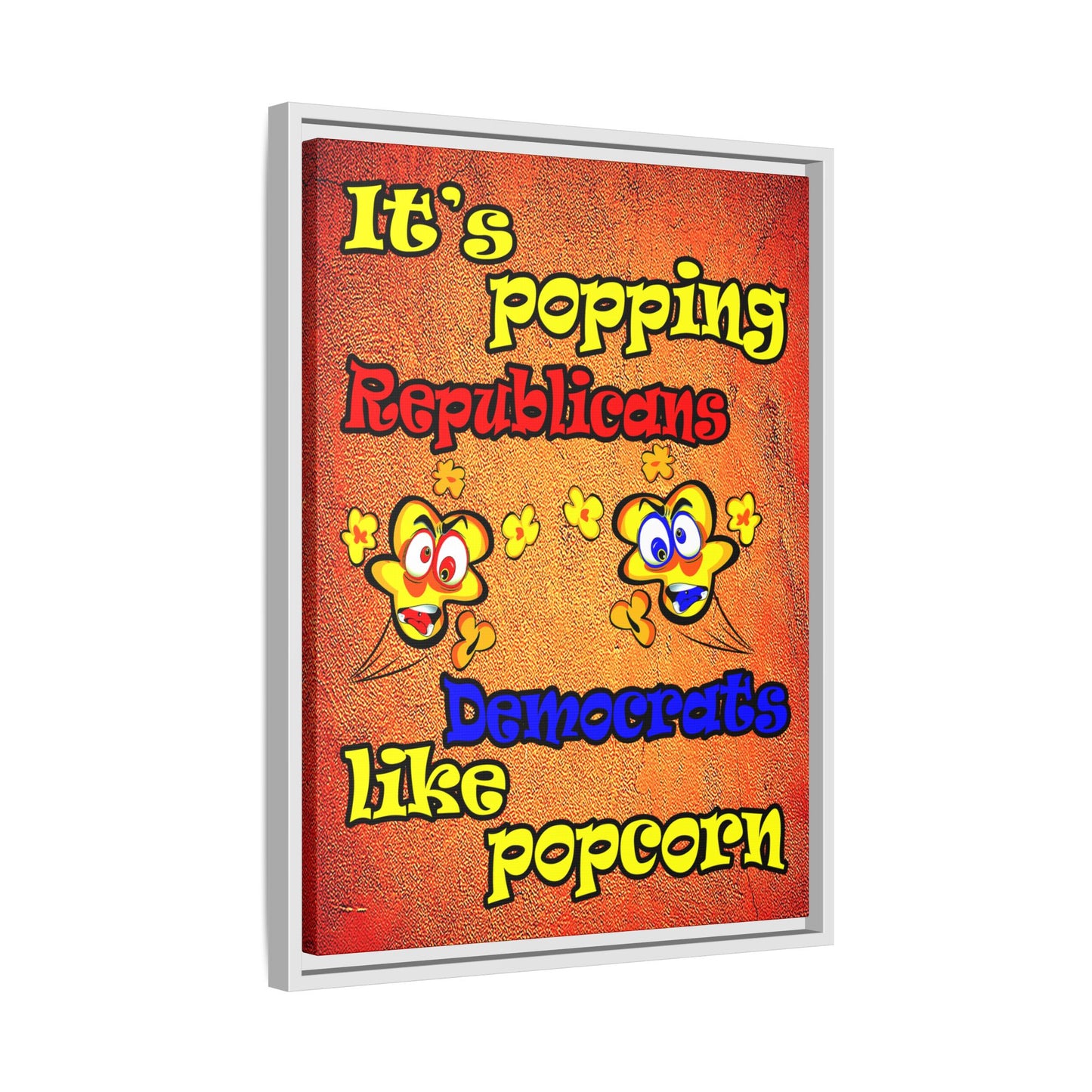 popping like popcorn - framed canvas art (burnt orange)